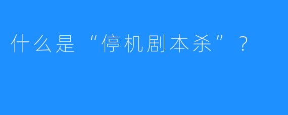 什么是“停机剧本杀”？
