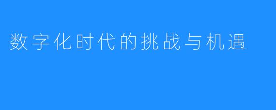 数字化时代的挑战与机遇