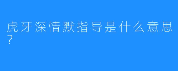 虎牙深情默指导是什么意思？