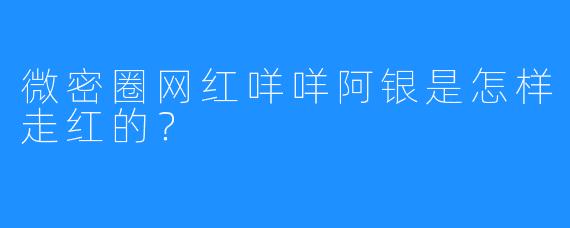 微密圈网红咩咩阿银是怎样走红的?