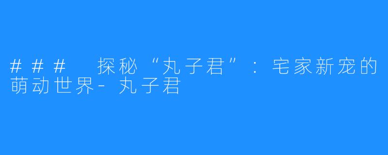 ### 探秘“丸子君”:宅家新宠的萌动世界-丸子君