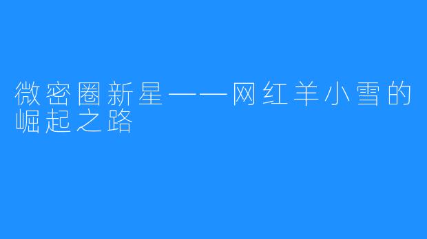 微密圈新星——网红羊小雪的崛起之路