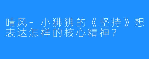 晴风-小狒狒的《坚持》想表达怎样的核心精神？