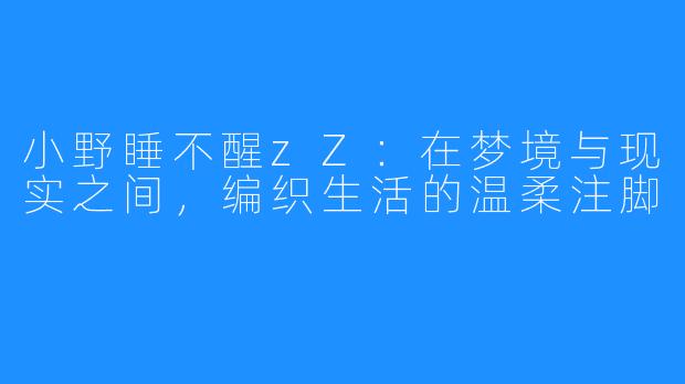 小野睡不醒zZ:在梦境与现实之间,编织生活的温柔注脚